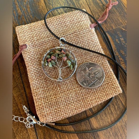 Unakite Necklace Tree Of Life Necklace Beautiful Unakite Pendant Unakite Jewelry - Picture 2 of 2